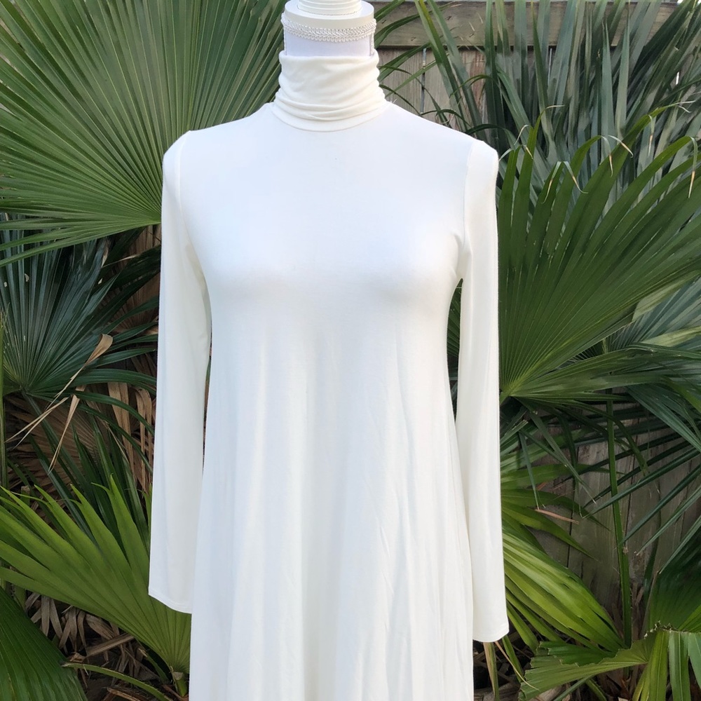 Turtleneck Dress, off white